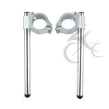 50mm Clip On Handle Bar Fit For Suzuki GSXR1000 2001-2011 GSXR600 1992-11 Silver