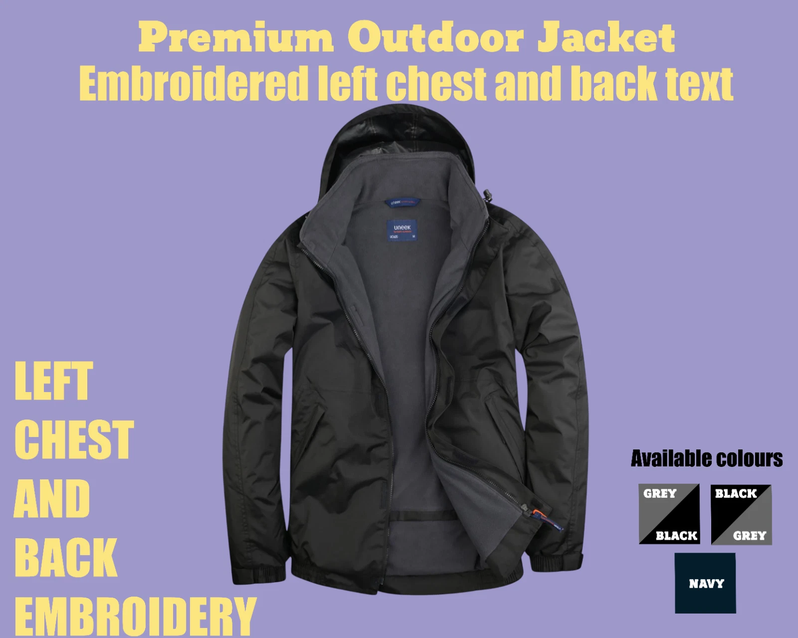 Embroidered Outdoor Jacket, Personalised Jacket, Embroidered Text On jacket
Opens in a new window or