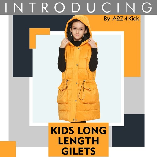 Kids Girls Oversized Mustard Gilet Long Line Jacket Long Sleeveless Coat 7-13 Yr - Picture 2 of 11
