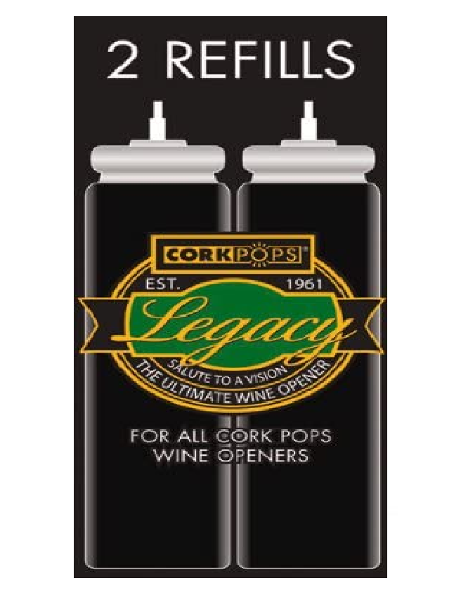 Cork Pops Wine Bottle Opener Refill Cartridge Pack of 2 Black 95865132386 eBay