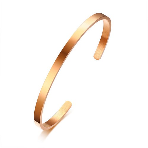 Simple Cuff Bracelet Gold Black Silver Rose Gold Stainless steel Bangle Bracelet - Picture 11 of 13