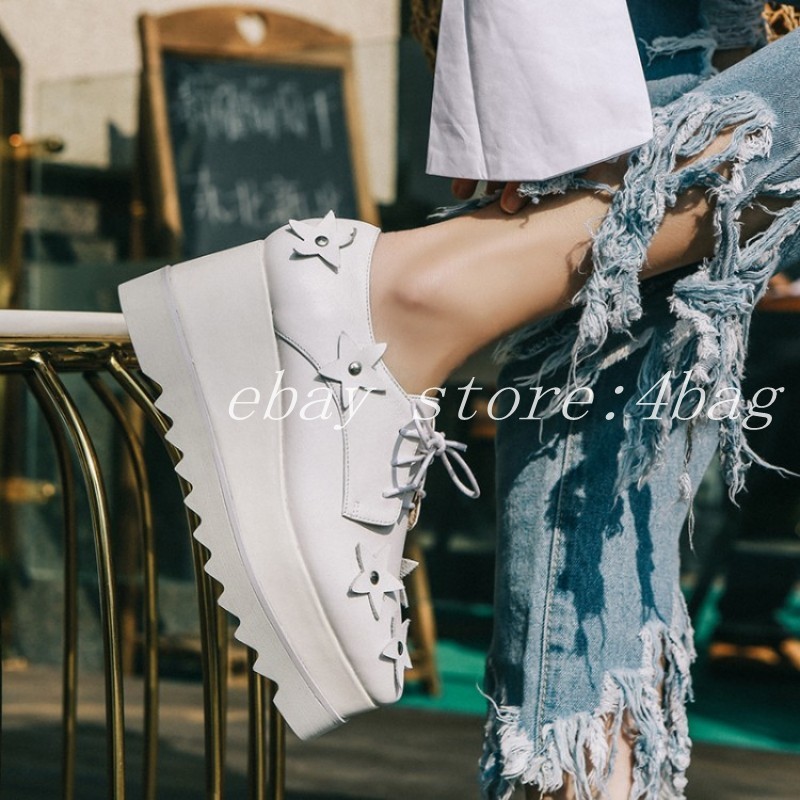 Dedo del pie cuadrado para Cuero mujer Star Plataforma De Cuero para Zapatos Con Cordones Creeper Oxford Zapatos Talla 47730d Dedo del pie cuadrado para Cuero mujer Star Plataforma De Cuero para Zapatos Con Cordones Creeper Oxford Zapatos Talla 47730d
