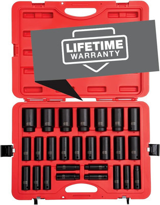SUNEX TOOLS 2646 26 Piece 1/2'' Drive Deep Metric Impact Socket Set