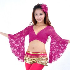 New Sexy Belly Dance Top Lace Butterfly Sleeve Top 12 Colors