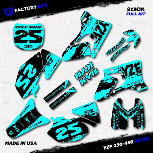 Black & Cyan Slick Graphic Kit fits Yamaha YZ250F YZ450F 03-05 YZF 250 450 - Picture 2 of 4