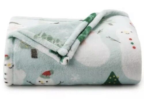 SNOWMEN Christmas Snowman Oversized Plush 5 x 6' THROW BLANKET The Big One NEW! - Picture 1 of 7
