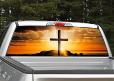 Cross Sunset V2 Christian Rear Window Decal Graphic for Truck SUV