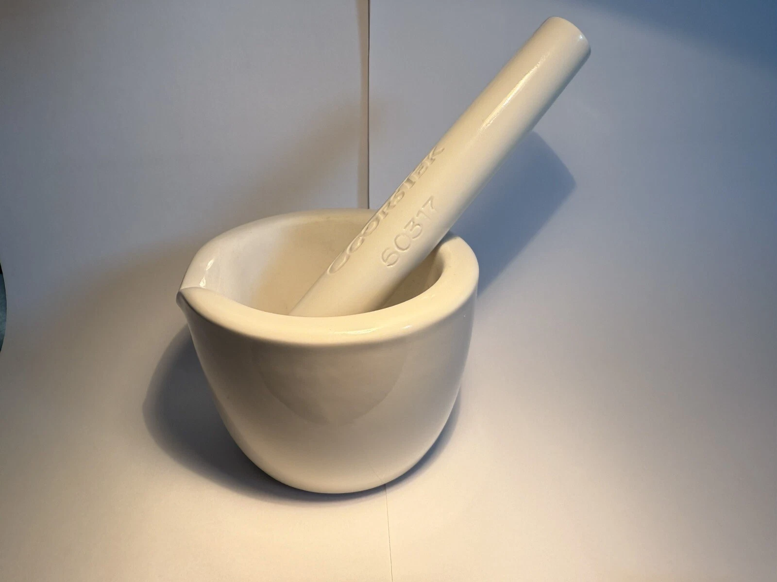 CoorsTek Mortar & Pestle 60316/ 60317 - 5oz Capacity / 6" in Length Porcelain