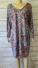 NY Collection Women Paisley Multicolor Long Sleeve Tunic Dress  Sz 1X