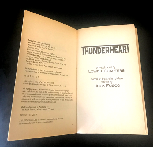 THUNDERHEART BY LOWELL CHARTERS PAPERBACK PENGUIN EDITION 1992 - Bild 4 von 4