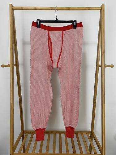 VTG 70s Hanes Thermal Waffle Knit Chore Work Two Tone Pants XL USA RARE