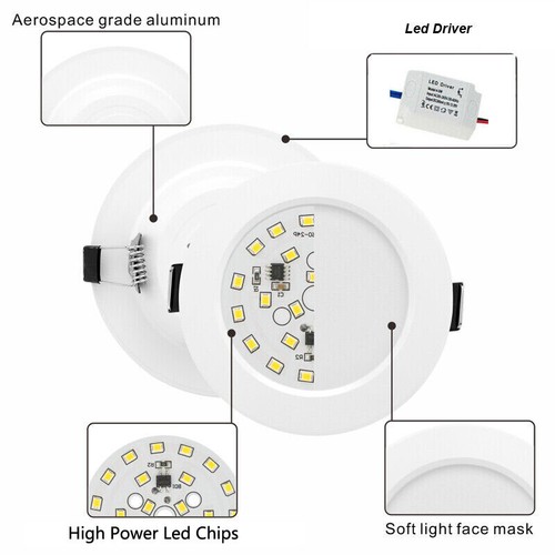 Led Downlight Dimmable 5/7/9/12/15W Recessed Ceiling Light Lamp Spotlight Round - Picture 2 of 7
