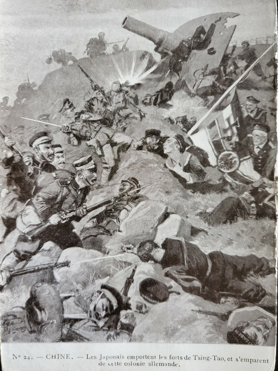 👍 1914 CHINA TSINGTAO JAPAN BATTLE GERMAN POSTCARD 青岛日本战德国