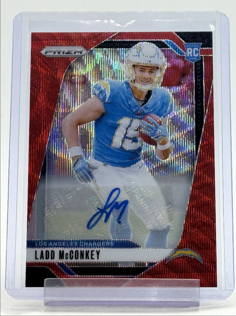 LADD MCCONKEY 2024 PANINI PRIZM ROOKIE AUTOGRAPH RED WAVE RC AUTO /149 Q2756