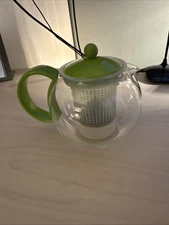 Bodum Assam Glass Teapot Tea Press Green Handled 4- Cup 34 OZ.