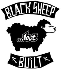 Lost Surfboards Black Sheep Built by Matt Biolos Die Cut Sticker 6.5" Tall