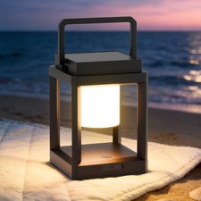 Outdoor Solar Table Lamp, 3-Level Brightness Warm LED Lantern, USB  Solar Power