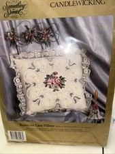 Something Special Candlewicking Roses Pillow kit NOS Sealed 80198 14x14 Muslin
