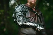 Medieval Knight Blackened Dwarven Pauldron Shoulder Armor LARP Costume