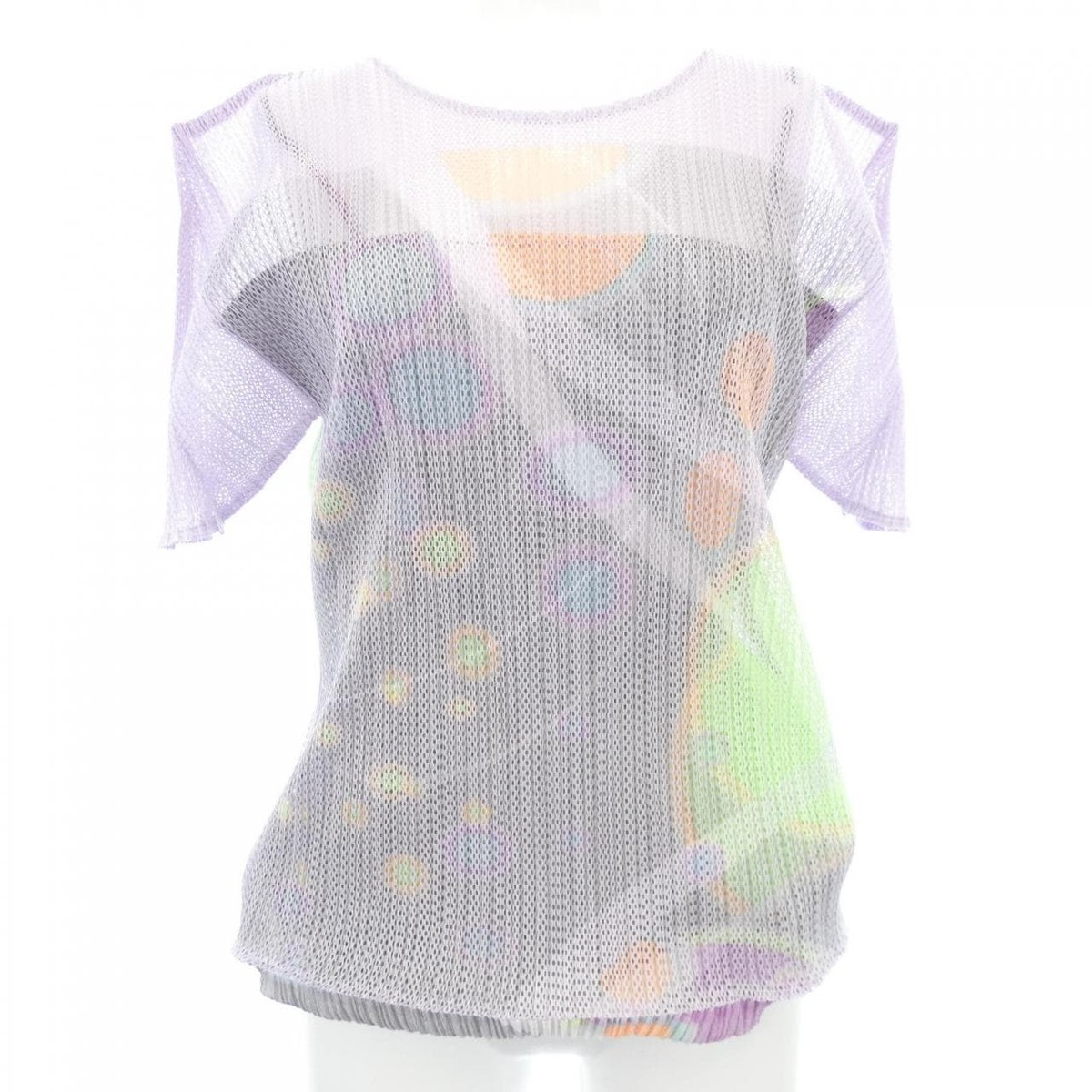 Pleats Please ISSEY MIYAKE Tops SIZE 3 Gray purple sheer PP12