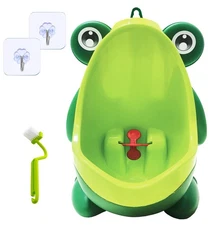Frog Pee Training with Brush and Hooks, Green Cute Potty Training Urinal,Pott...