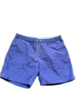 PSYCHO BUNNY With Logo Pocket Lined Swim Trunks Mens L Blue