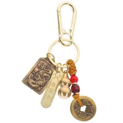 Chinese Feng Shui Keychain, Brass Wu Keychain, Amulet Good Luck Backpack Char...
