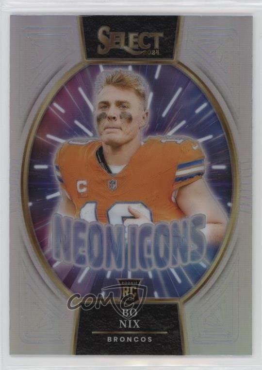 2024 Panini Select Neon Icons Silver Prizm Bo Nix #14 1kf2
