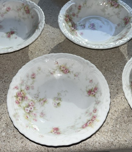 H450 ~ Set of 11 Theodore Haviland LIMOGES DESSERT BERRY BOWLS Pink Spray Roses - Picture 2 of 7