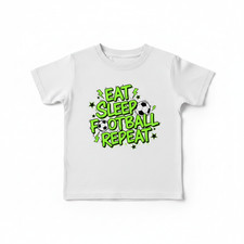 Kids Football T-Shirt Eat Sleep Football Repeat Neon Street Style Tee