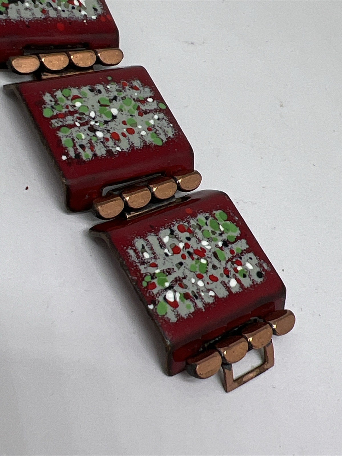 Vintage Copper Enamel Splatter Pattern Panel 6.75… - image 8