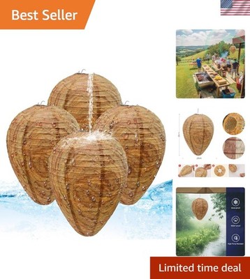 Set of 4 Realistic Fake Wasp Nests - Weatherproof Polyester for Easy Hanging