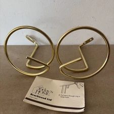 2 Brass Spiral Curtain Tie Backs Holdback Vintage Postmodern 1980s Swag Hooks