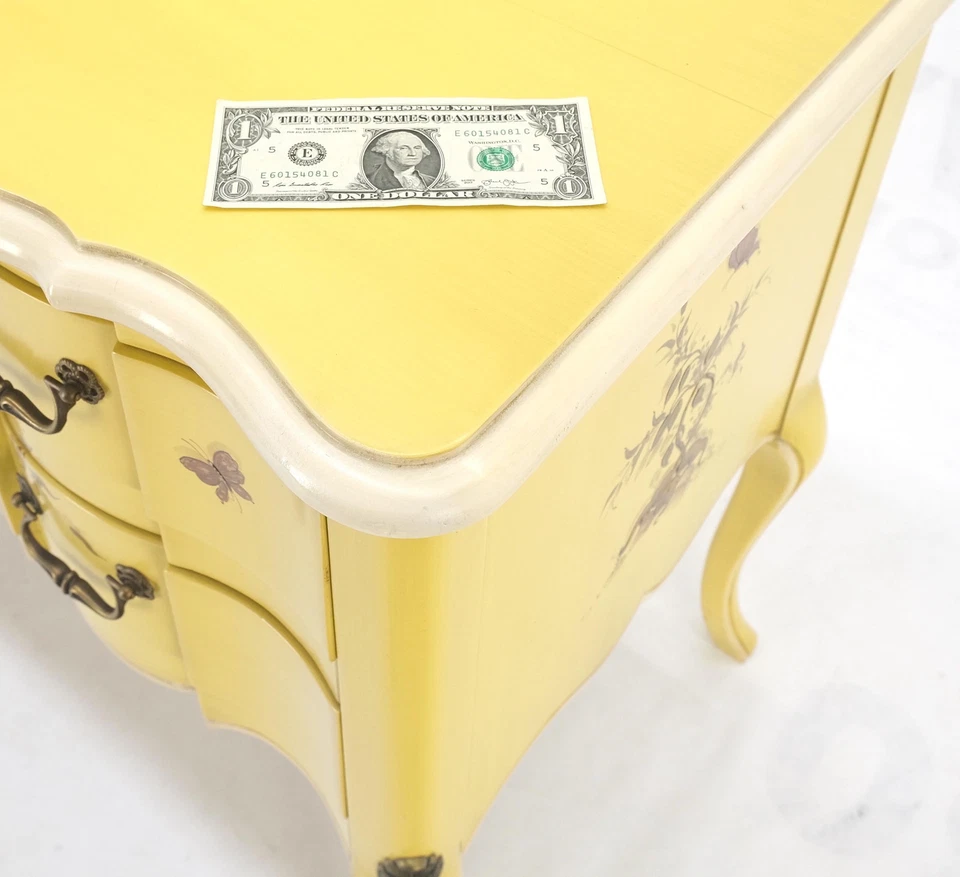 Лимон желтый белый лак бронзовые крепления кабриолет стиль ножка два ящика консоли - Изображение 3 из 4