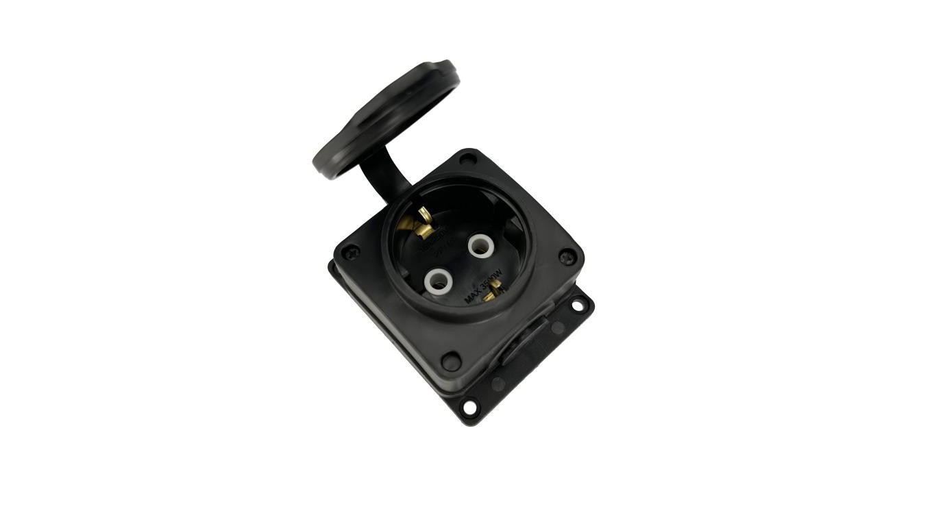 Schuko IP54 strip, rubber socket single black 220.000.101