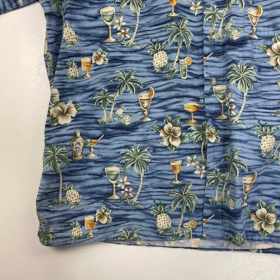 Campera Moda Hawaiian Print Short Sleeve Blue Casual Shirt Mens Large - Image 4 of 4