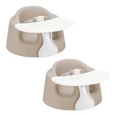 Bumbo Infant Floor Seat PLUS Sit Up Chair, Adjustable Harness, Taupe, 2 Pack