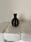 Miniature Tenmoku Black Glaze Studio Bud Vase White Slip Japan Late 20th C — photo 3