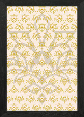 Batik Riau Gold Floral Pattern Shad Framed Wall Art Poster Canvas Print Picture