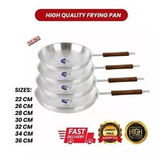 Wooden Handle Non Stick Aluminum Frying Pan Stainless Steel Cookware Saute Pans