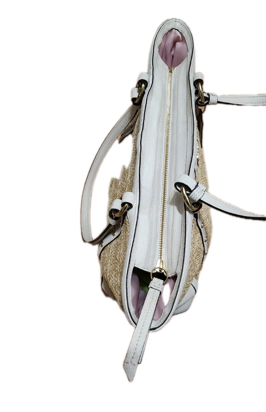 COACH ALEXANDRA Python Straw Shoulder Tote BAG F2… - image 4