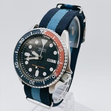 Working SEIKO diver's automatic watch, Pepsi bezel, navy blue, men's.