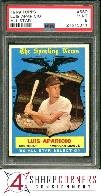 1959 Topps All Star #560 Luis Aparicio Hof Pop 13 PSA 9