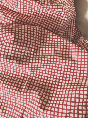 Grand Coupon tissu quadrillage - rouge/blanc 100% coton 190 x142 cm - Photo 1/4
