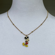 Handmade Disney Mickey Mouse Gold Plated Stainless Steel Necklace Dainty Retro