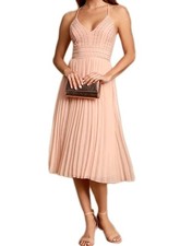 NWT Lulus Dare to Love Blush Pink Embroidered Bead Sleeveless Midi Dress Medium