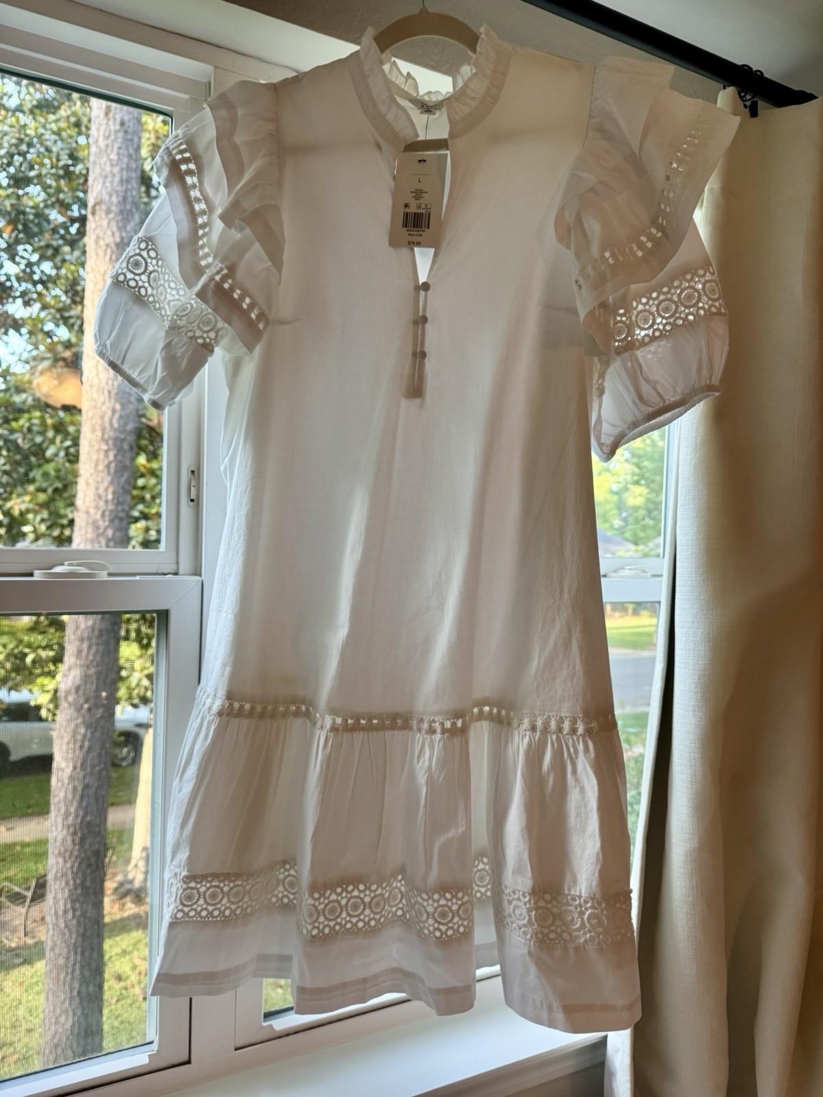 NWT Crown & Ivy White Eyelet Dress. Size Large.
