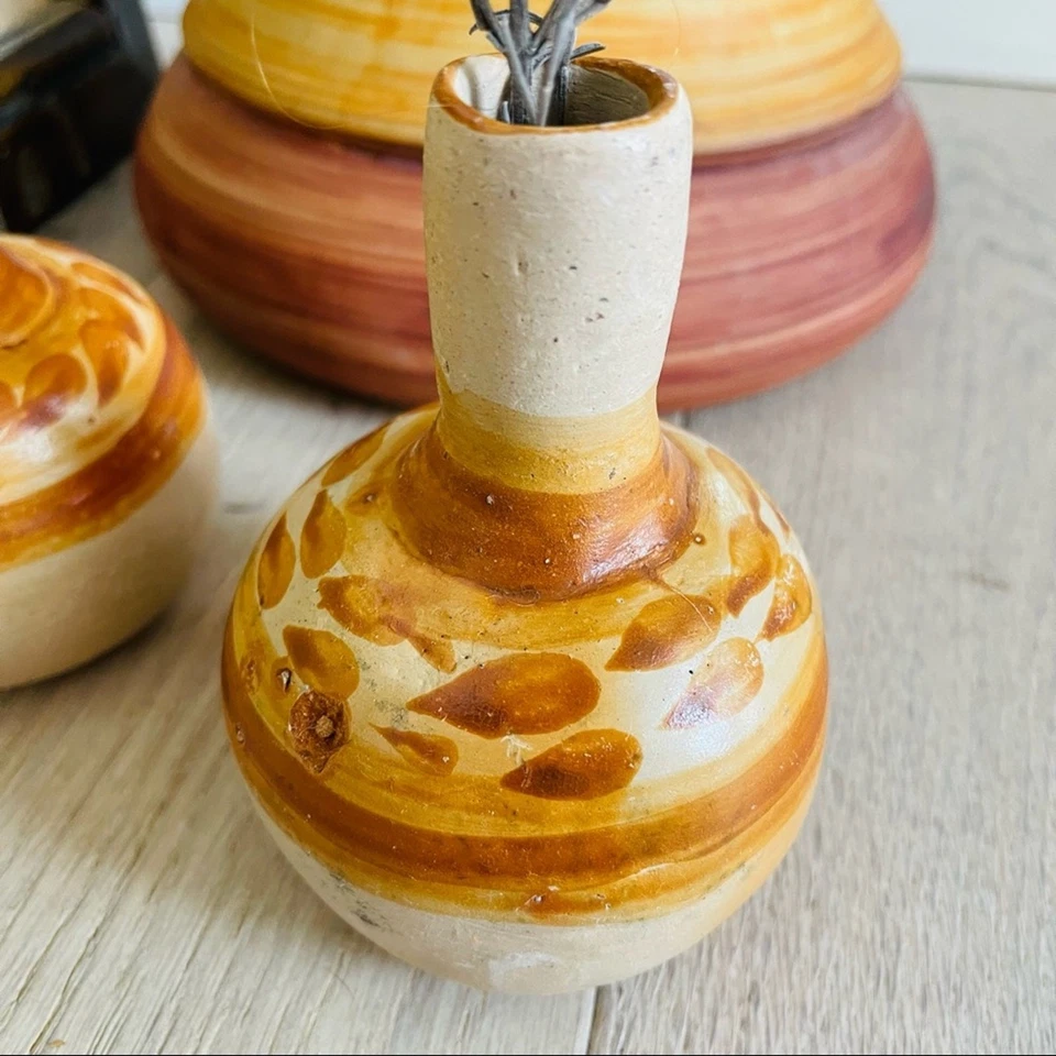 Juego De Colección De 2 Cerámica Arcilla Primitiva Rústica Neutra Tonos Tierra Decoración Del Hogar Foto 3 de 4