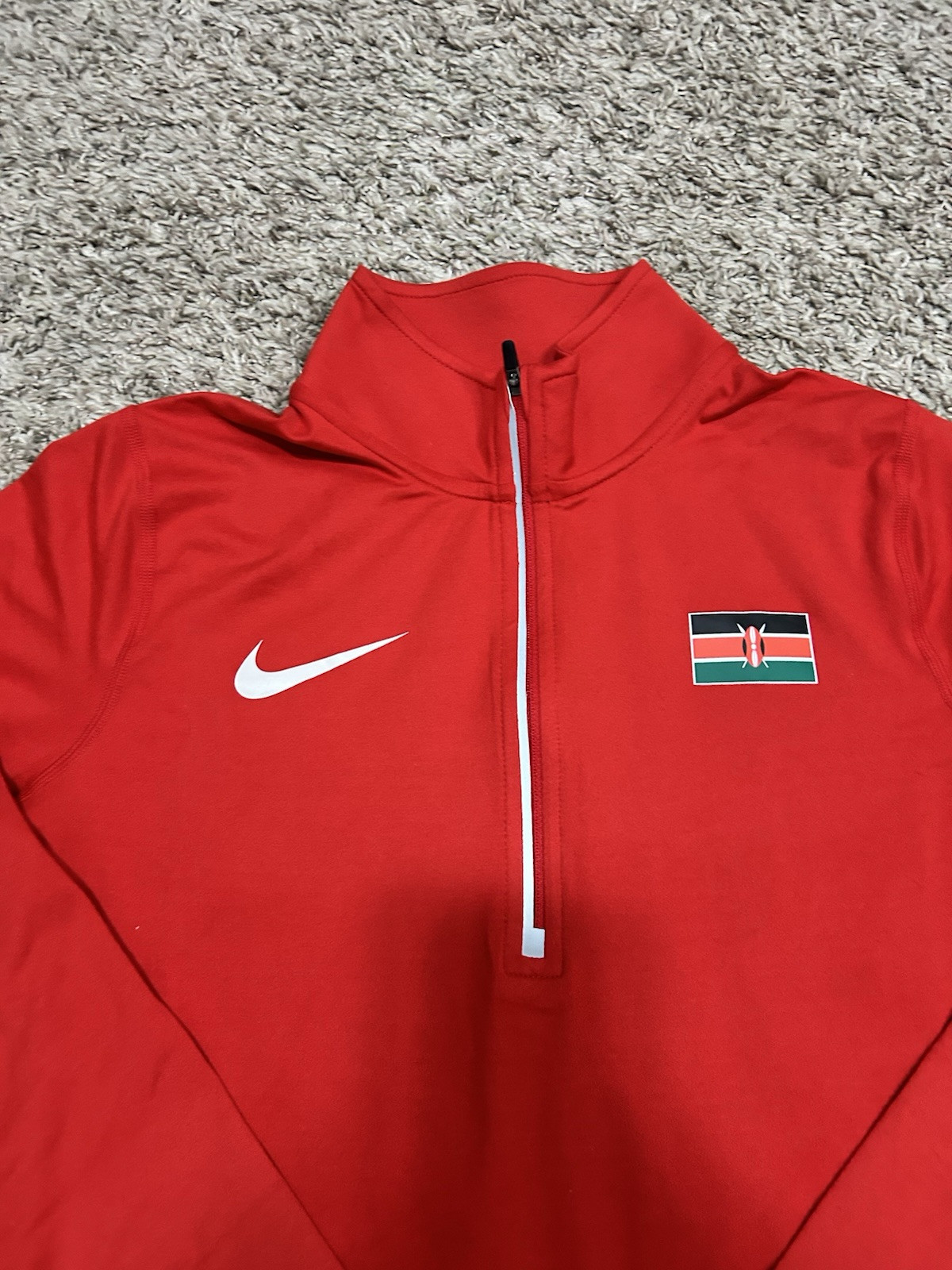 Women’s Nike Pro Elite Half Zip Pullover Shirt Track & Field Kenya 801450-611 M image 2
