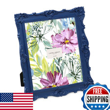 Laura Ashley 8x10 Navy Ornate Textured Resin Picture Frame Easel Stand